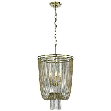 3-Light Vintage Empire Metal Chain Tassel Chandelier