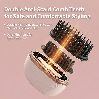 Cordless Thermal Hair Comb with Adjustable Heat Settings and Protective Travel Lid