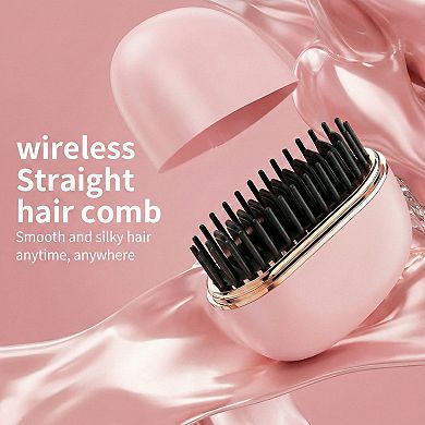 Cordless Thermal Hair Comb with Adjustable Heat Settings and Protective Travel Lid