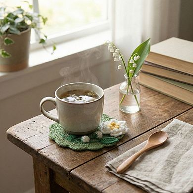 Crochet Flower Coaster Handmade Knit Table Protector