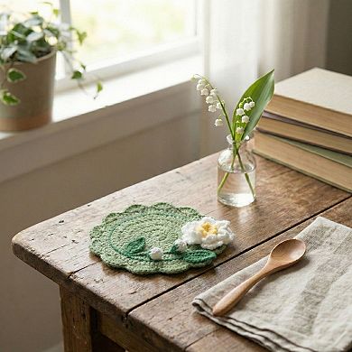Crochet Flower Coaster Handmade Knit Table Protector