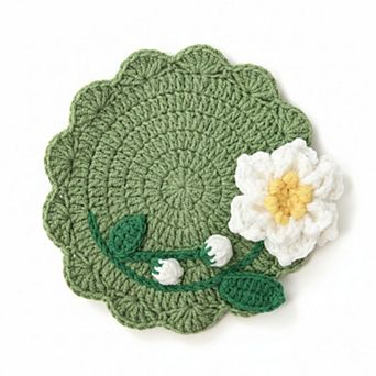 Crochet Flower Coaster Handmade Knit Table Protector