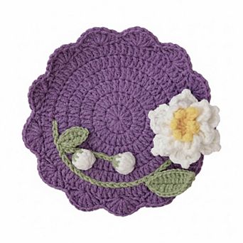 Crochet Flower Coaster Handmade Knit Table Protector