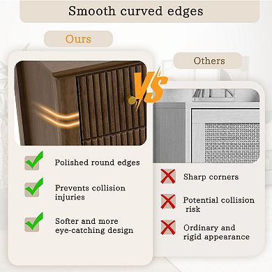 45" Tall Modern Storage Cabinet with Fluted 5 Drawer and Metal Handle