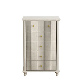 45" Tall Modern Storage Cabinet with Fluted 5 Drawer and Metal Handle