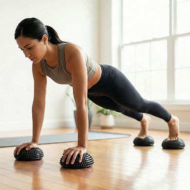 2-PC Half Balance Ball Trainer with Textured Grip Surface for Stability Core Strength