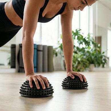 2-PC Half Balance Ball Trainer with Textured Grip Surface for Stability Core Strength