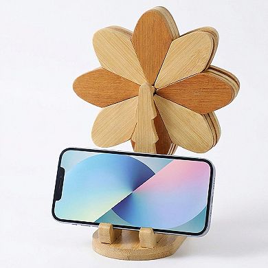 Wooden Flower Folding Coaster Set with Holder Stand
