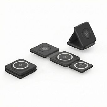 Foldable 3-in-1 Wireless Charging Station Compatible with Qi Enabled Devices