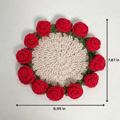 Handcrafted Crochet Sunflower Coaster with Floral Knit Design