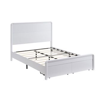Modern Bed Frame with 50" Curved Headboard & Storage Drawers, No Box Spring Needed