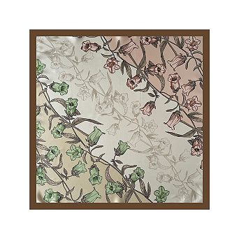 Women's Square Floral Silk Feel Scarf Lightweight Botanical Neck Hair Wrap 27.5 Inch