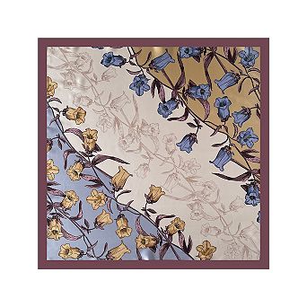 Women's Square Floral Silk Feel Scarf Lightweight Botanical Neck Hair Wrap 27.5 Inch