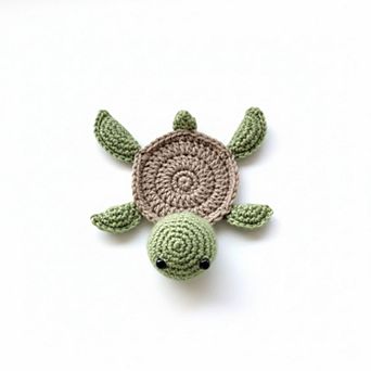 Handcrafted Crochet Turtle Coaster with Knit Animal Design