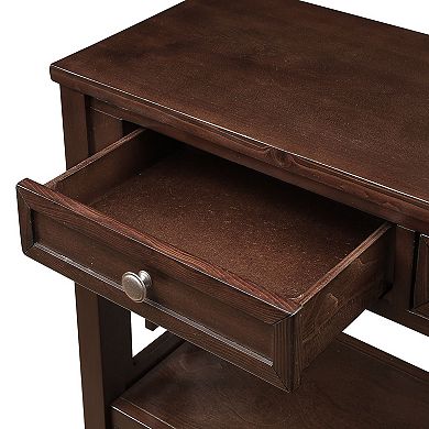 36" Cabinet Pine Wood Console Table with 4 Drawers & 1 Storage Shelf