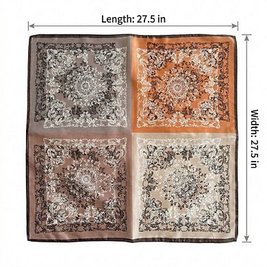Women's Paisley Print Satin Square Scarf 27.5 x 27.5 Inches