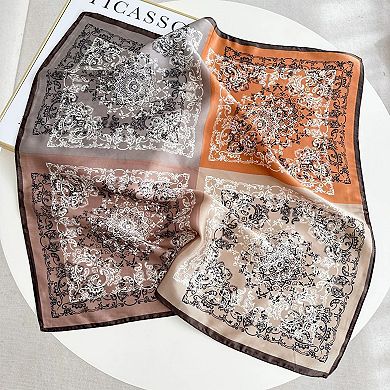 Women's Paisley Print Satin Square Scarf 27.5 x 27.5 Inches