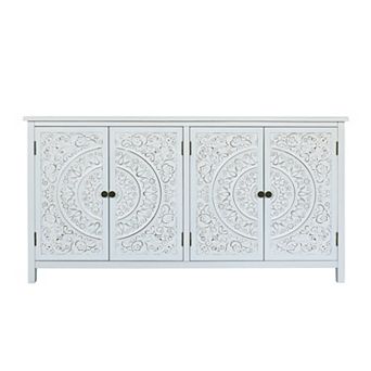 60" White Accent Storage Cabinet with 4 Doors
