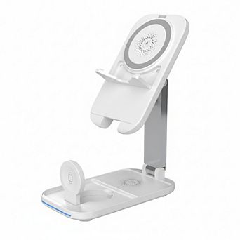 3-in-1 Wireless Charging Stand with Adjustable Phone Holder Compatible with Qi Enabled Devices