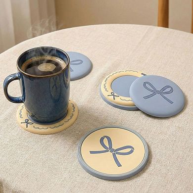 Macaron Coaster Set with Bow Design Round Table Protectors