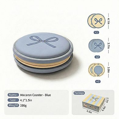 Macaron Coaster Set with Bow Design Round Table Protectors