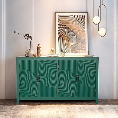 59" Green Accent Storage Cabinet with 4 Doors