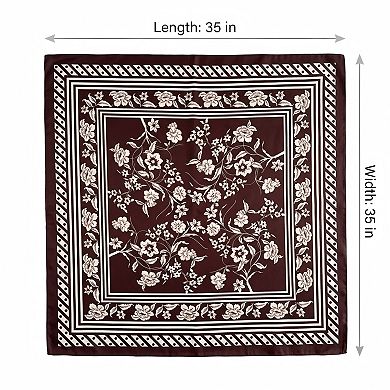 Vintage Floral Print Satin Square Scarf 35 x 35 Inches Head Scarf for Women