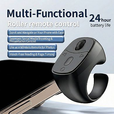 Bluetooth Ring Remote Control with Scroll Wheel for Phone Browsing and Photos