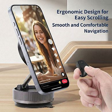 Bluetooth Ring Remote Control with Scroll Wheel for Phone Browsing and Photos