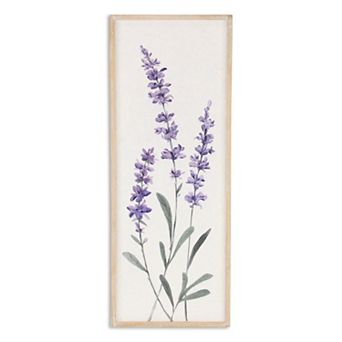 HomeRoots 32" X 12" Natural White And Lavender Floral Wood Framed Art