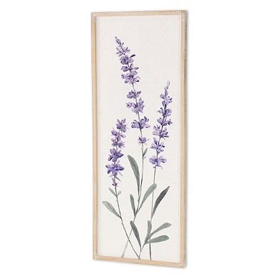 HomeRoots 32" X 12" Natural White And Lavender Floral Wood Framed Art