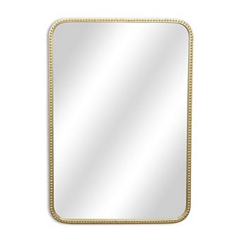 HomeRoots 32" Gold Metal Beaded Accent Mirror