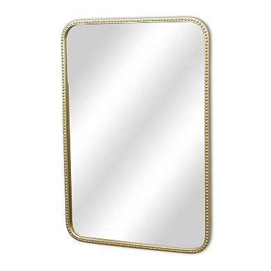 HomeRoots 32" Gold Metal Beaded Accent Mirror