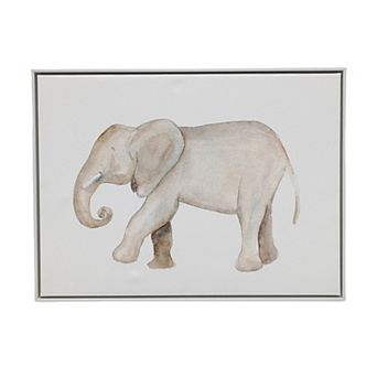 HomeRoots Elephant White Floater Frame Print Wall Art