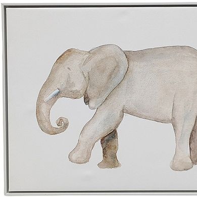 HomeRoots Elephant White Floater Frame Print Wall Art