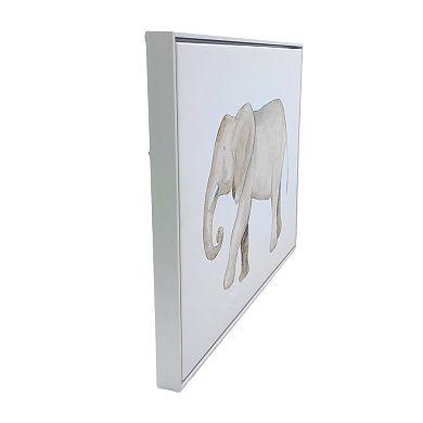 HomeRoots Elephant White Floater Frame Print Wall Art