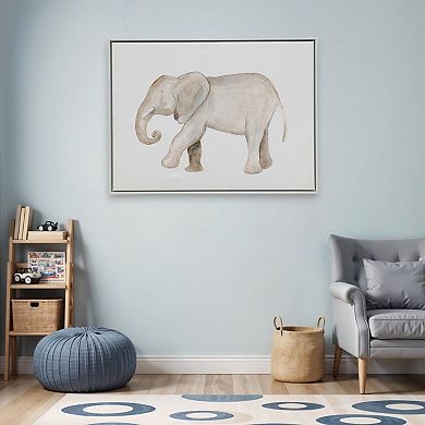HomeRoots Elephant White Floater Frame Print Wall Art