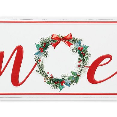 HomeRoots 7" X 19" White and Red Christmas Noel Metal Wall Decor