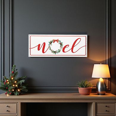 HomeRoots 7" X 19" White and Red Christmas Noel Metal Wall Decor