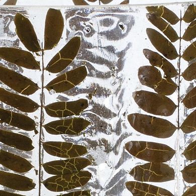 HomeRoots 8" Clear And Green Botanical Leaf Glass Tabletop Pillar Candle Holder