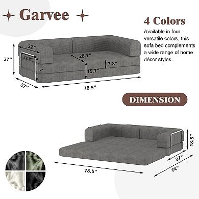 Corduroy Sleeper Sofa Bed with High-Density Foam - Fixed Frame Convertible Sofa for Living Room