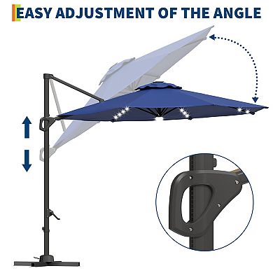 10FT Heavy Duty Offset Patio Umbrella,Aluminum Frame, Easy Tilt,Cantilever Hanging for Backyard Pool