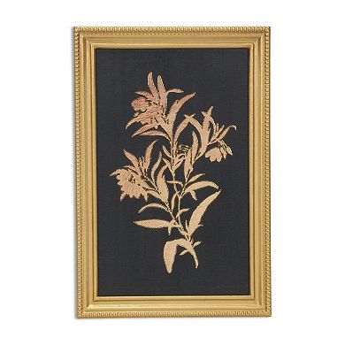 HomeRoots 21" X 14" Gold And Black Flower Bouquet Wood Framed Art