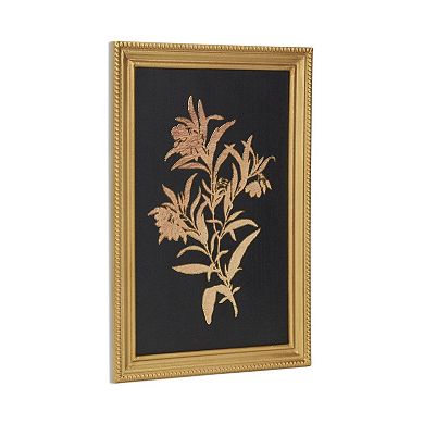 HomeRoots 21" X 14" Gold And Black Flower Bouquet Wood Framed Art
