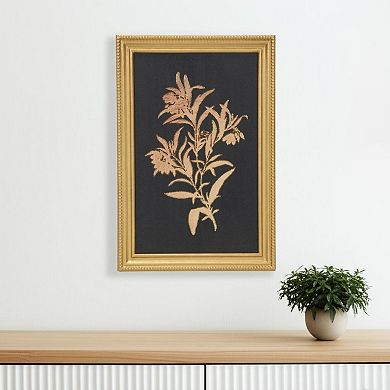HomeRoots 21" X 14" Gold And Black Flower Bouquet Wood Framed Art