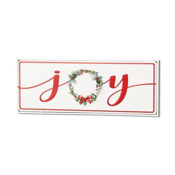 HomeRoots 7" X 19" White and Red Christmas Joy Metal Wall Decor