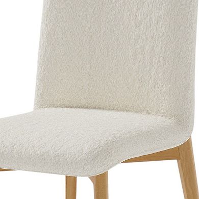 HomeRoots Set of Two Off White And Natural Boucle Upholstered Dining Side Chairs