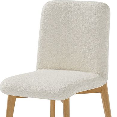 HomeRoots Set of Two Off White And Natural Boucle Upholstered Dining Side Chairs