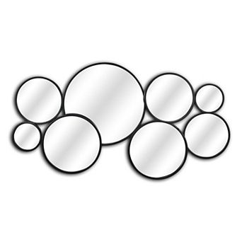 HomeRoots Set Of Eight Black Metal Round Cojoined Accent Mirrors