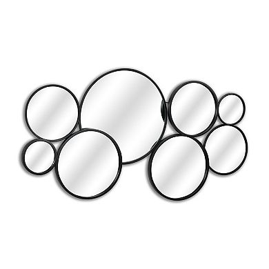 HomeRoots Set Of Eight Black Metal Round Cojoined Accent Mirrors